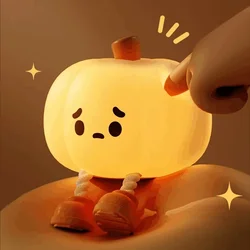 Pumpkin Lantern Silicone Night Light Sleep Lamp Pat Lamp Bedroom Bedside  Companion Cartoon Children's Lamp Gift Ornaments