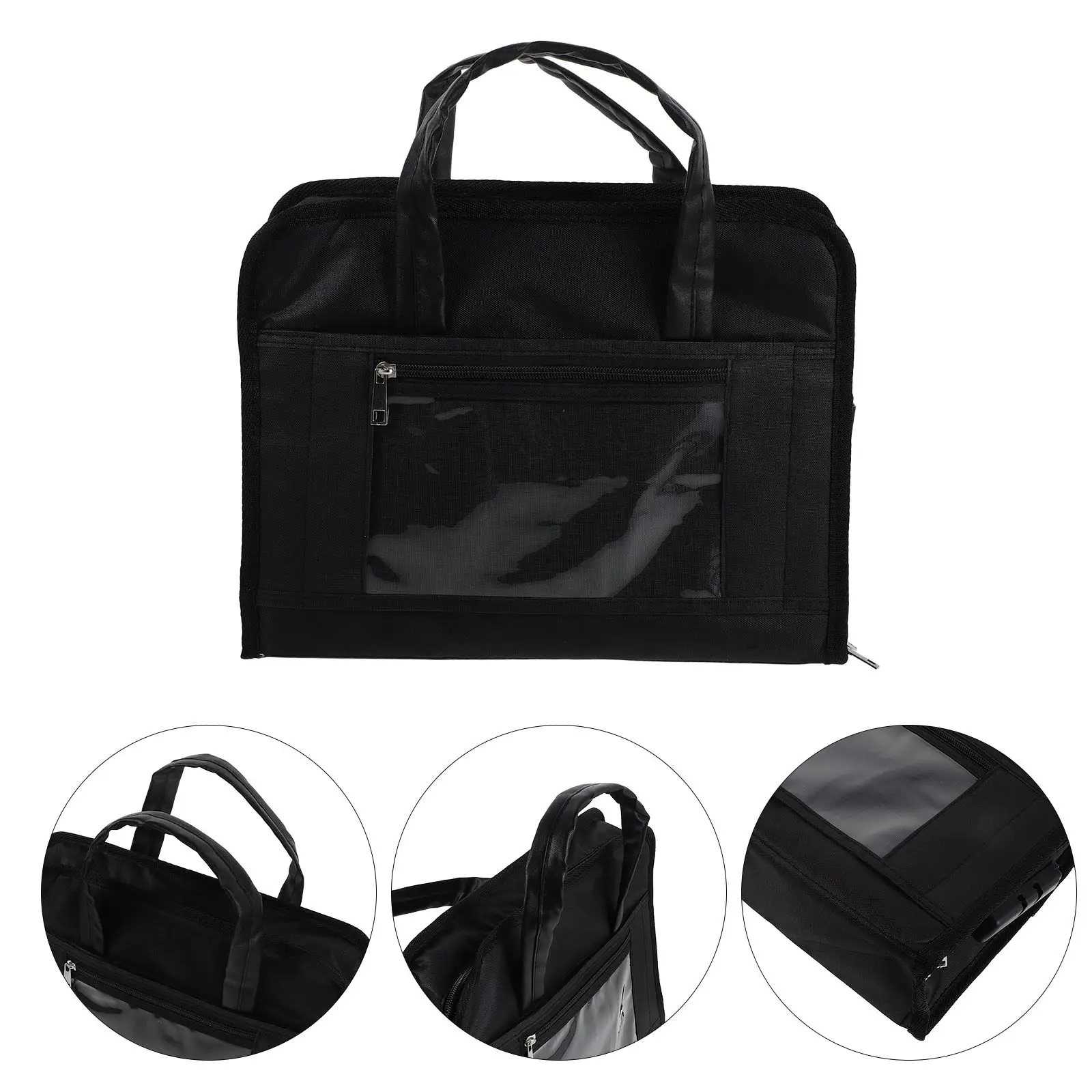 Lockable Oxford Cloth Document Bag Briefcase Style Tote with Combination Lock for Laptop Passports Files Airport Commute