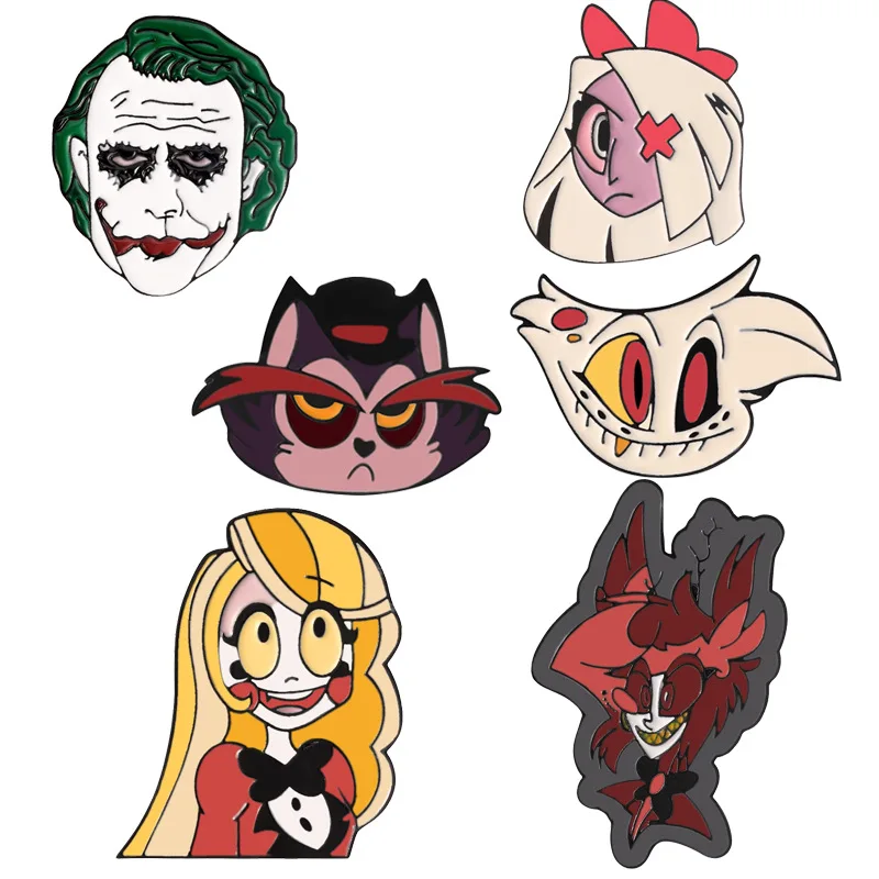 

1 Set Sislite Joker Hazbin Hotel Hell Inn Brooch Halloween Series Metal Badge Wholesale Fashion Toys Anime Cartoon Kawaii Cute