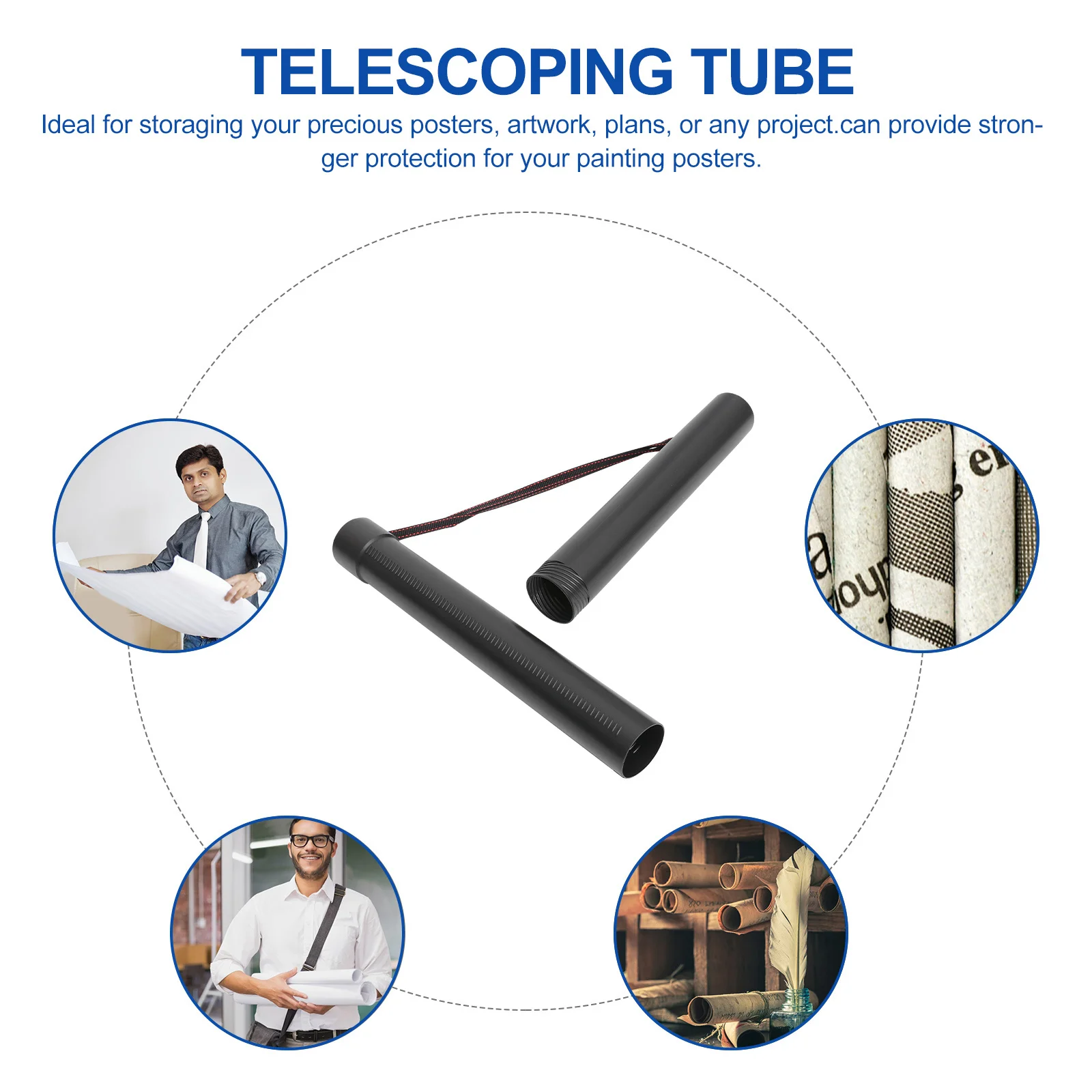 1 قطعة حامل التمرير الدوارة البلاستيك تمتد أنبوب المدمجة المحمولة رسم ورقة ملصق تخزين حزام قابل للتعديل لون عشوائي