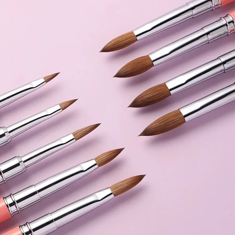 1PC Kolinsky Capelli Pennello per nail art Gel UV acrilico Penna per intaglio Pennello Polvere liquida Strumenti di disegno per pittura per unghie fai da te