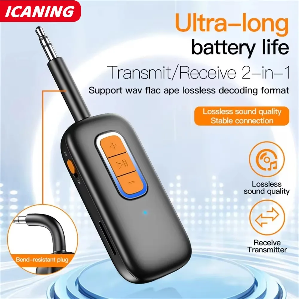 

Wireless Bluetooth 5.4 Audio Transmitter and Receiver 3.5mm Aux Audio Adapter Bluetooth Transmitter for TV Car Headphones