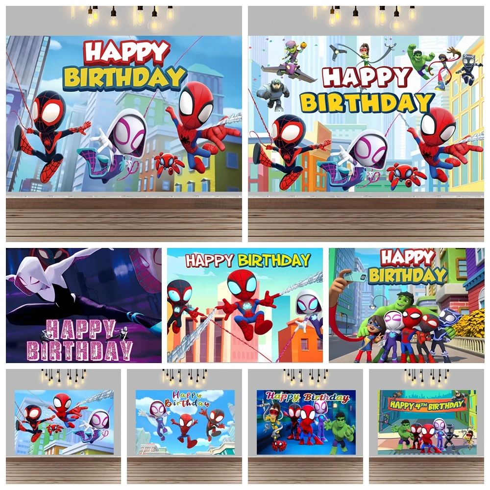 

Disney Spidey And Amazing Friends Decorations Backdrop Kids Birthday Super Hero Cartoon Photo Background Baby Shower Photo Booth