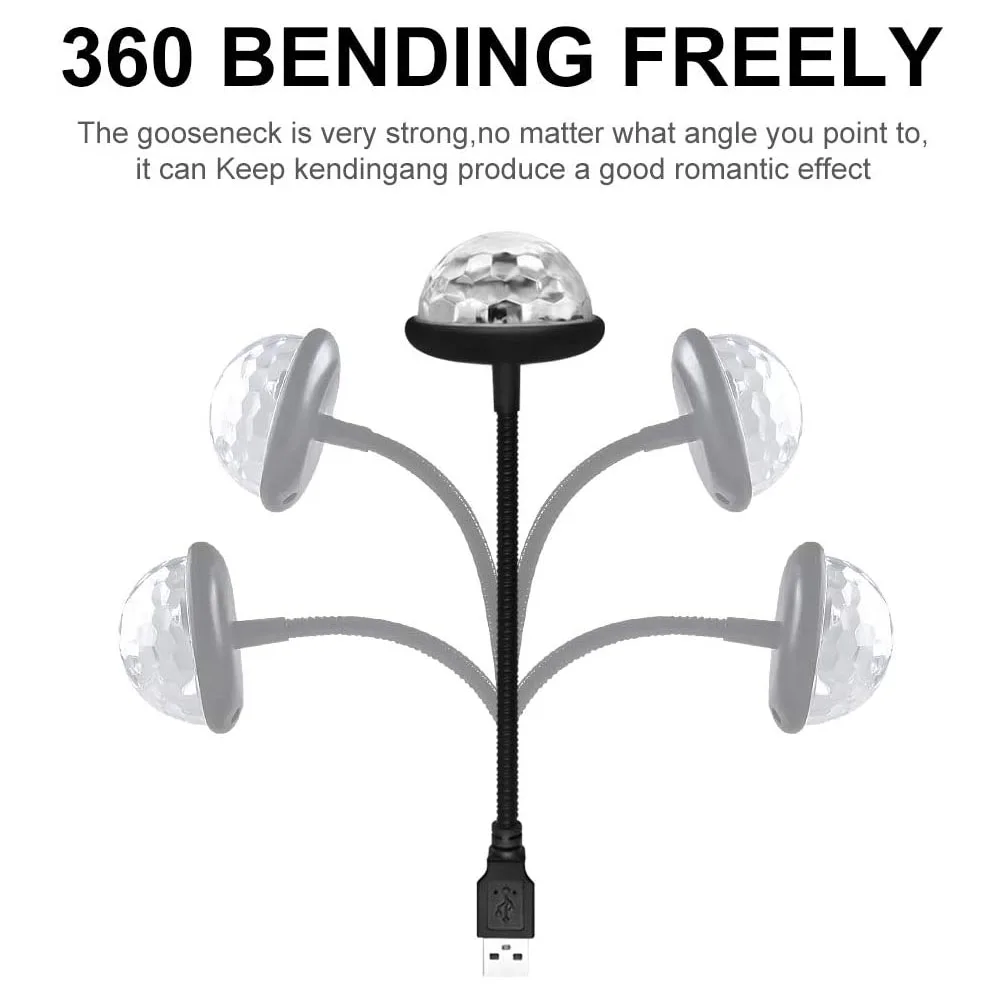 USB Mini Disco Party Lights, Multi Color, Car Atmosphere Decorations Lamp, Magic Strobe Light, Auto Light, DJ Lighting, Auto