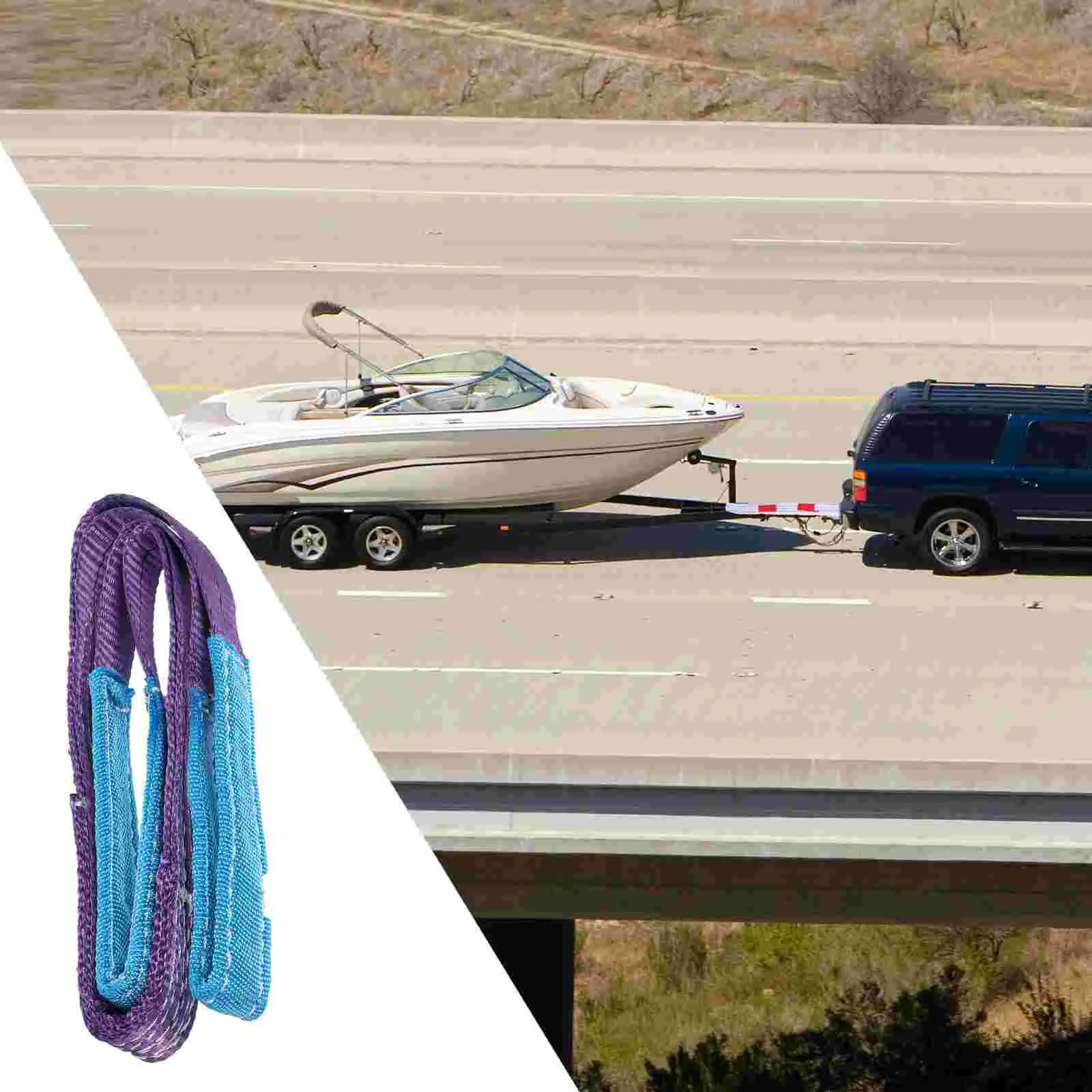 Flat Sling Crane Lifting Belt Recovery Strap Hoisting Straps Polyester Double Buckle