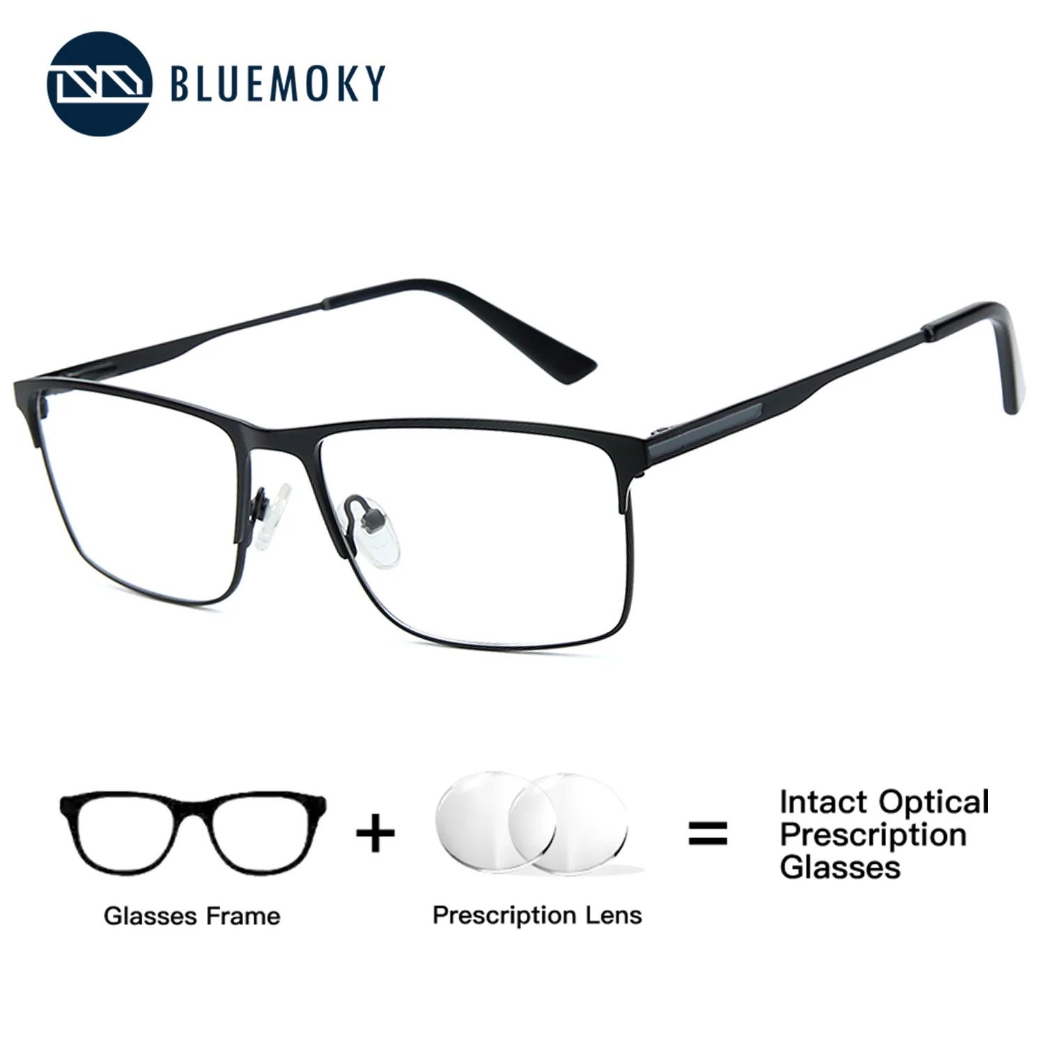 

BLUEMOKY Metal Square Custom Prescription Eyeglasses For Men Optical Lens With Recipe Graduated Progressive Myopia Photochromic
