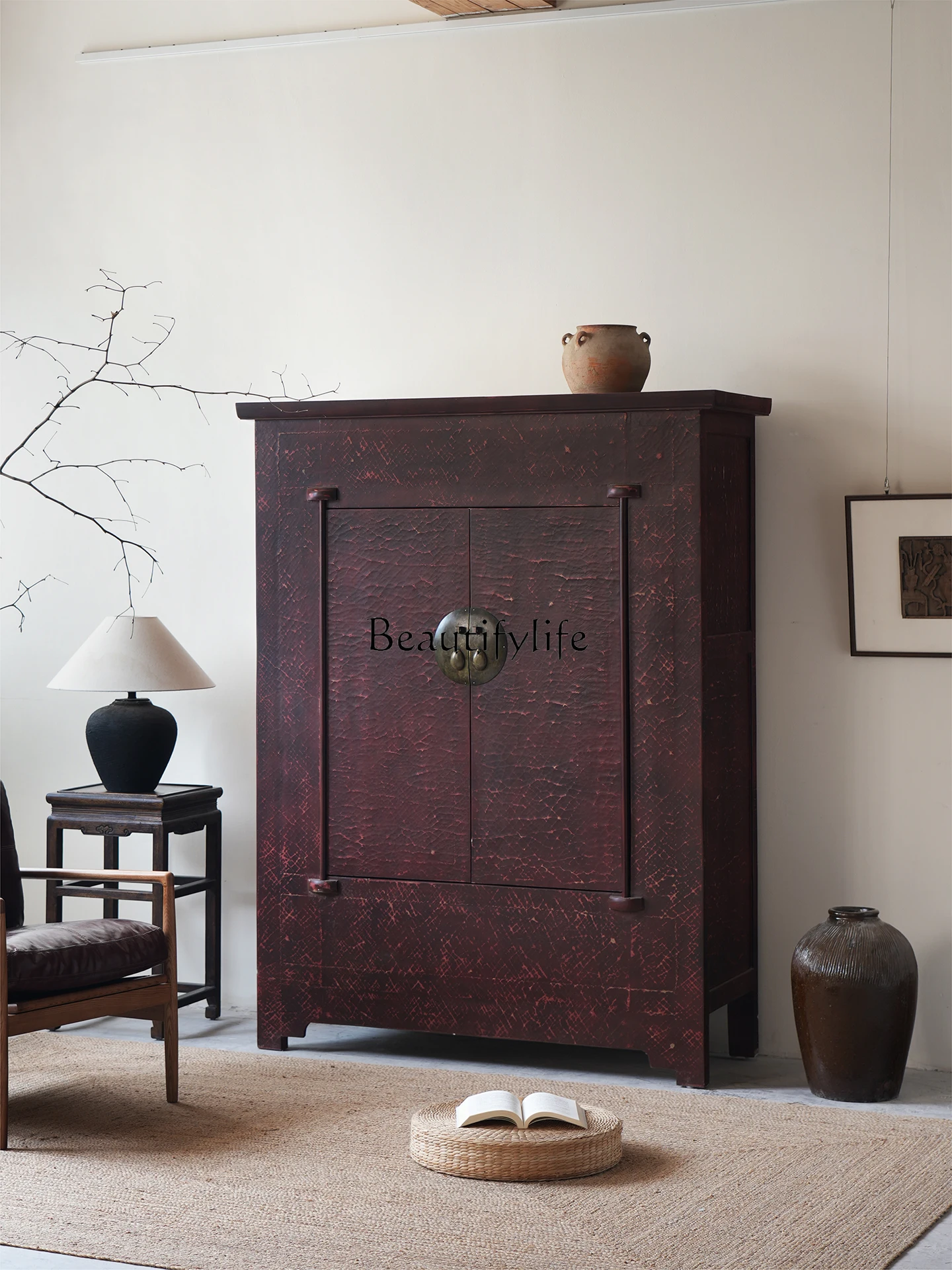 

Wabi Sansan Solid Wood Decorative Cabinet Retro Medieval Wall Wardrobe