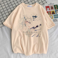 Ado t-shirt girl University streetwear kawaii Graphic t-shirt Graphic korean clothes Colorful Pastel 80s Y2k