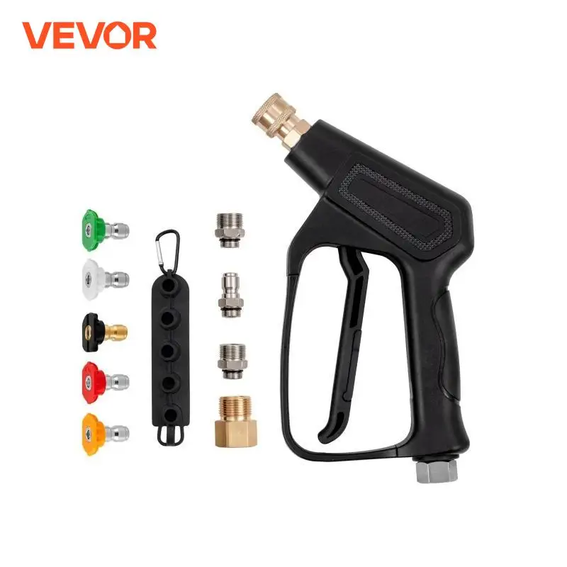 VEVOR Short Pressure Washer Gun 4000 PSI High Power Outlet Hose Connector Foam Gun with 5 Color Quick Connect Nozzles