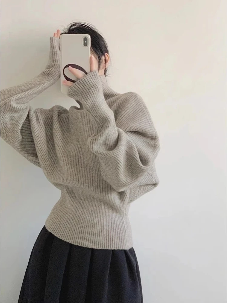 

2026 Elegant Korean Turtleneck Sweater Woman Long Sleeve Slim Knitted Pullover 2000s American Vintage Knitwears Aesthetic Y2k