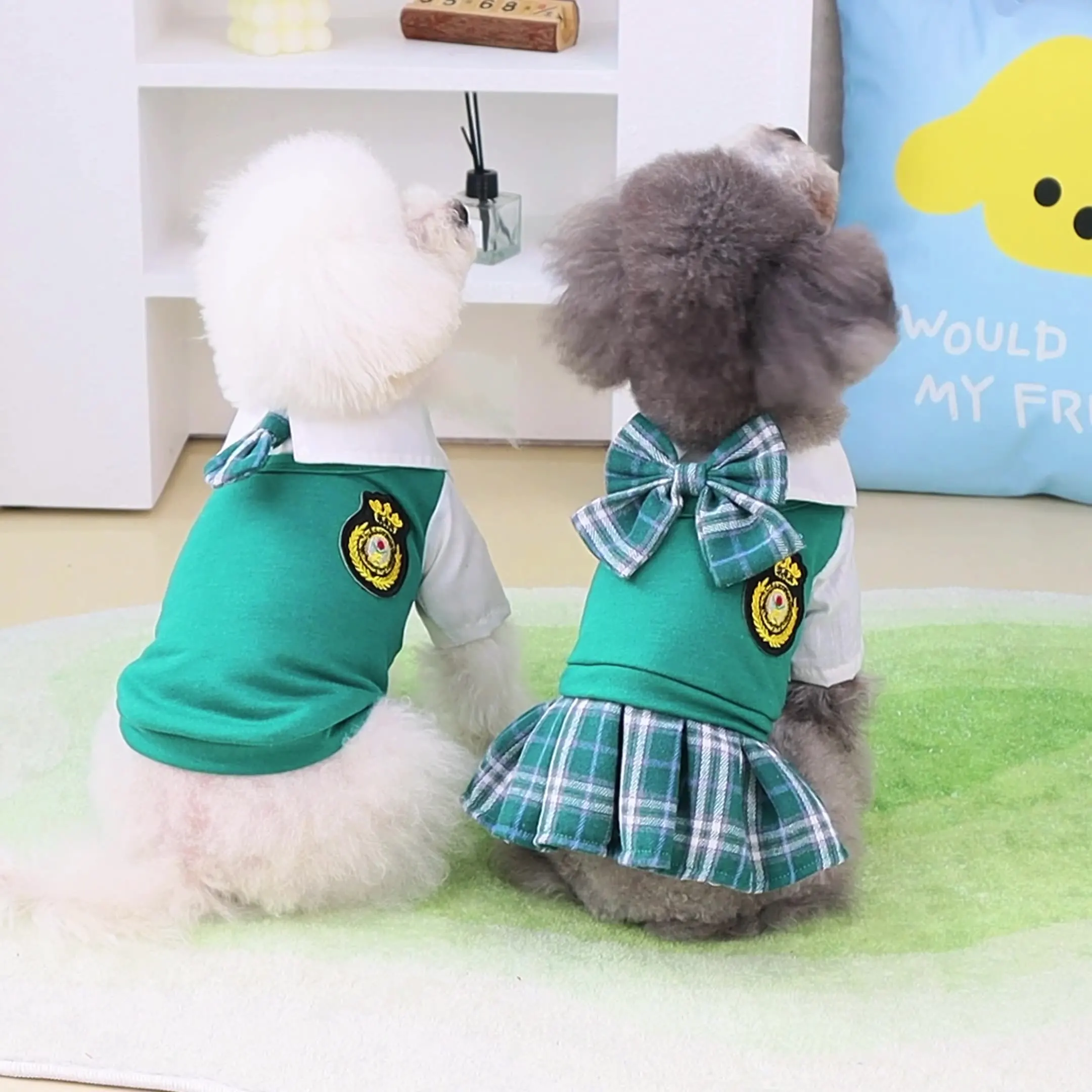 Preppy Style Pet Couple Clothes Dog Dress shirt Pets lover Clothing spring autumn Cat Dog Sweatshirt Skirt For Small Dogs Teddy