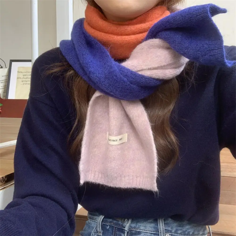 Attractive Winter Scarf Washable Decorative Non-Fading Women Korean Style Warm Winter Knitted Scarf