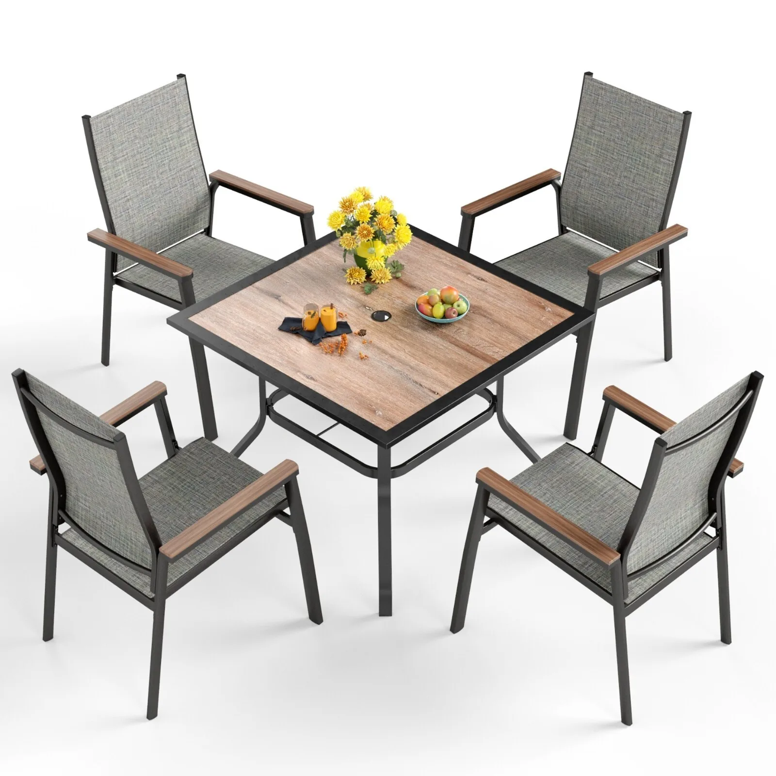 

5 Piece Patio Furniture Set Outdoor Dining Table Chairs Set for Garden Yard Lawn