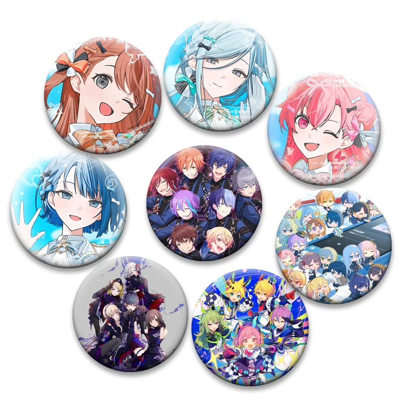 Round Brooches Backpack Decoration Cute Q-version Cartoon Badge Hot Anime Project Sekai Enamel Pins Exquisite Accessories Gifts