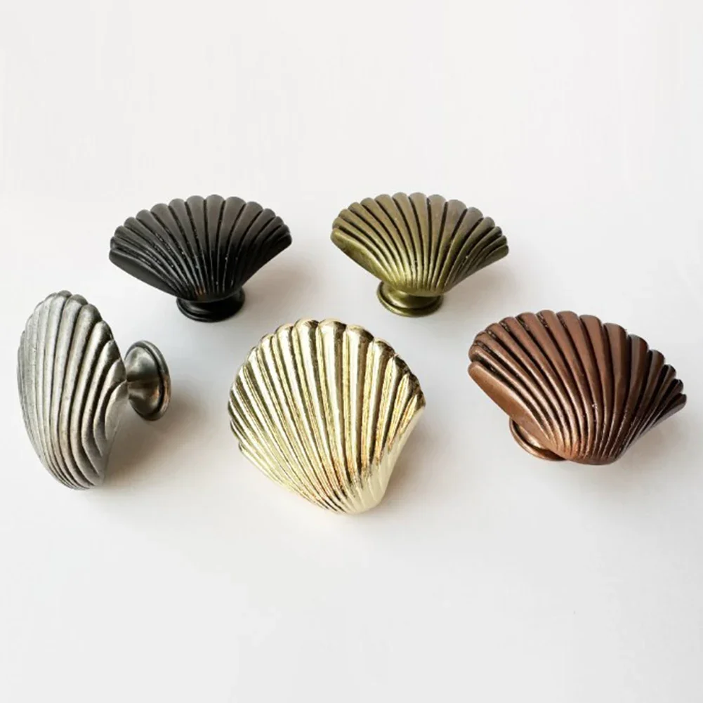 Furniture Handles Cabinet Drawer Knobs Zinc Alloy Cupboard Door Handle Shell Shape Handle Furniture Handware Pull Handles