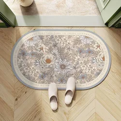 Light luxury European flower bathroom absorbent floor mat soft diatom mud toilet toilet floor mat bath door carpet