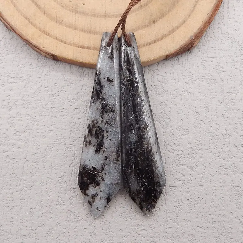 Natural Stone Blue Kyanite Earring Beads Pair,Fashion DIY Earring Semi-precious Stone Jewelry Earring