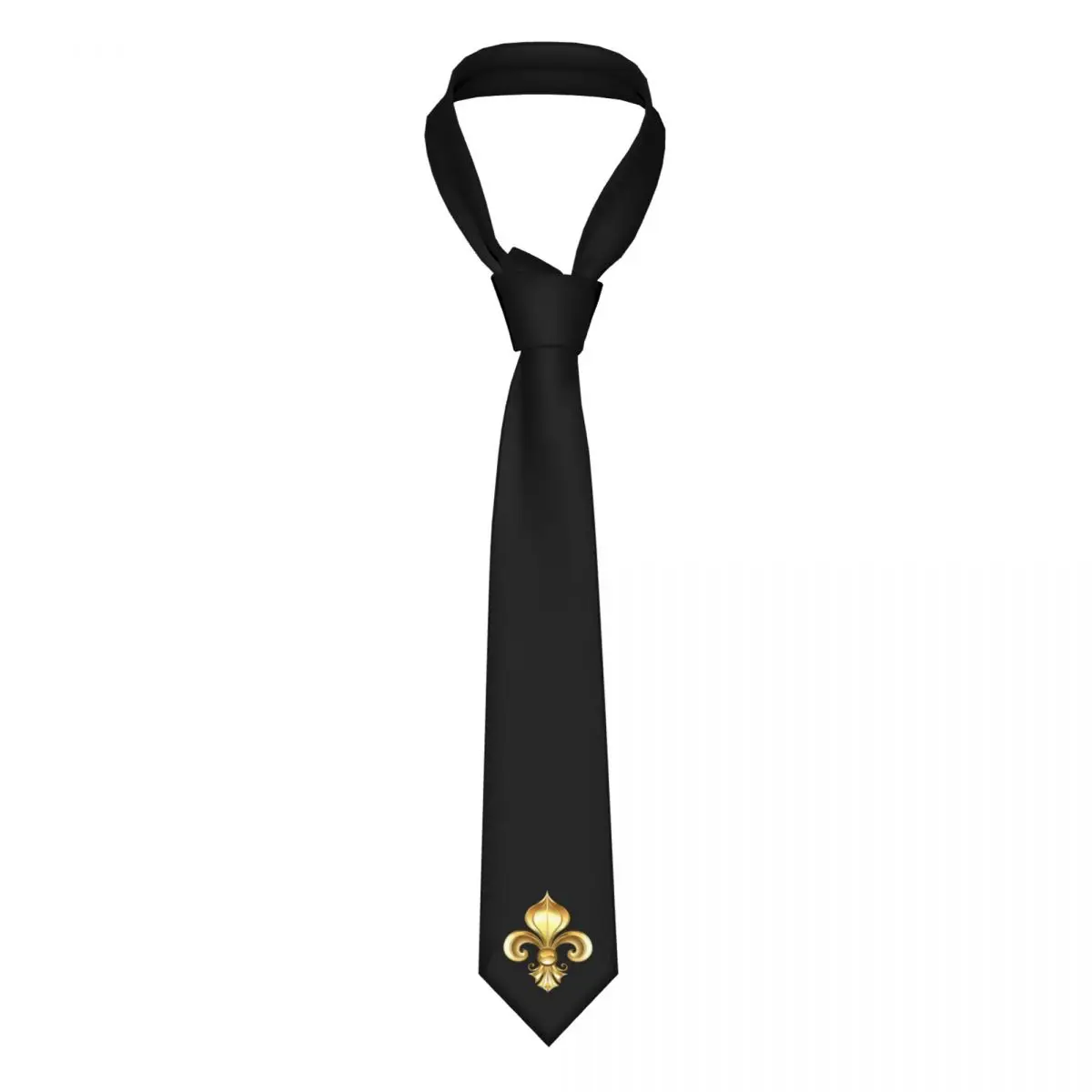 Gold Tie Fleur De Lis Iris Ties Daily Wear Cravat Street Necktie Narrow