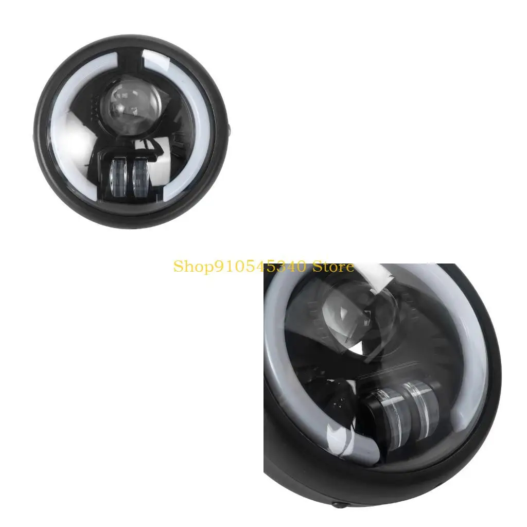U2JA Retro Motorcycle Headlamp High Power LED Lights Built In Turn Signal Indicators Metal Frame Weatherproof Structure