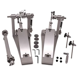 NEW Aluminium Alloy Drum Pedal Double Pedal Silver Double Bass Drum Pedal Good Handicraft