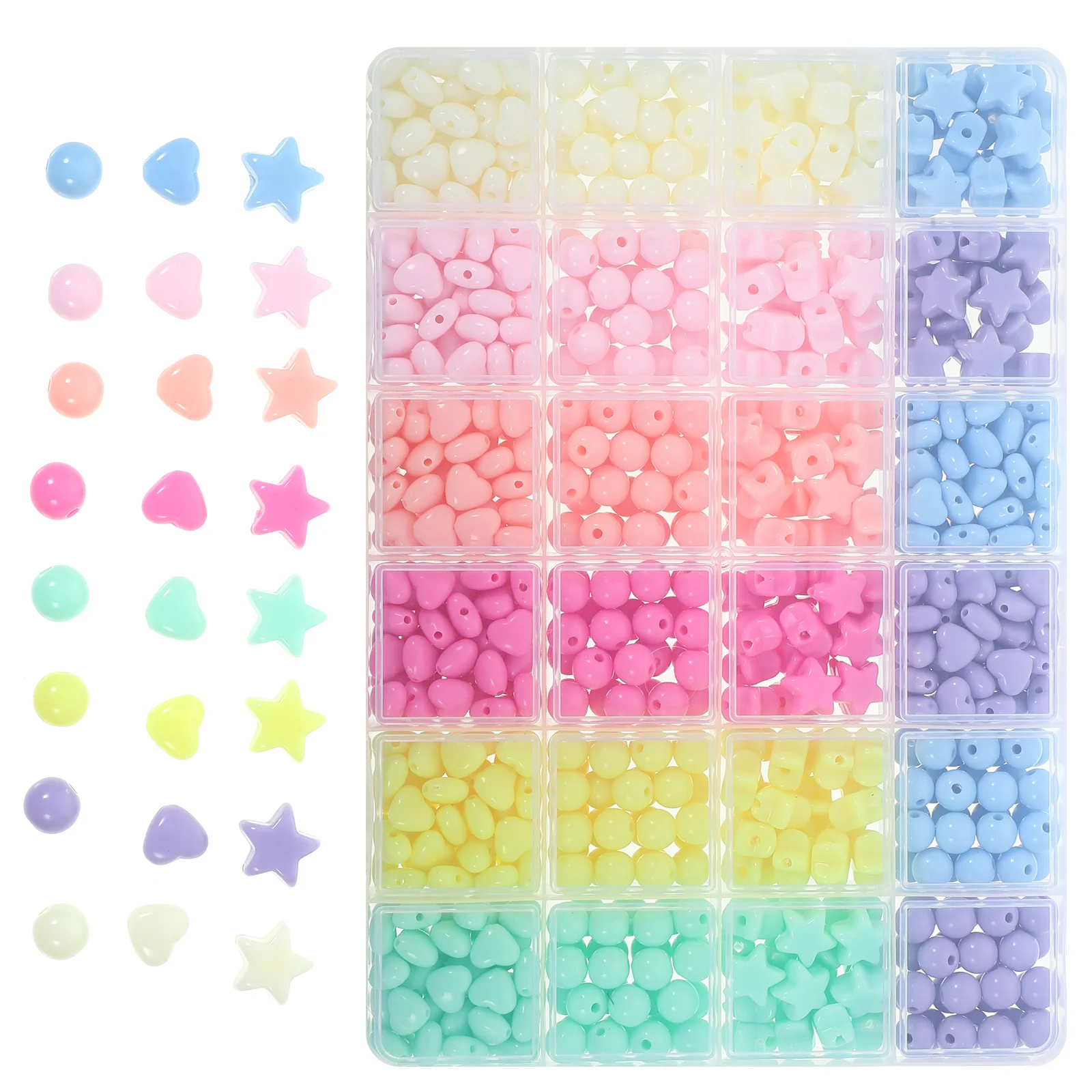 1박스 아크릴 소형 비즈 DIY 쥬얼리 제작 어린이 공예 프로젝트 컬러풀 루즈 스페이서 비즈 대량 공예 용품 팔찌 머리 장식