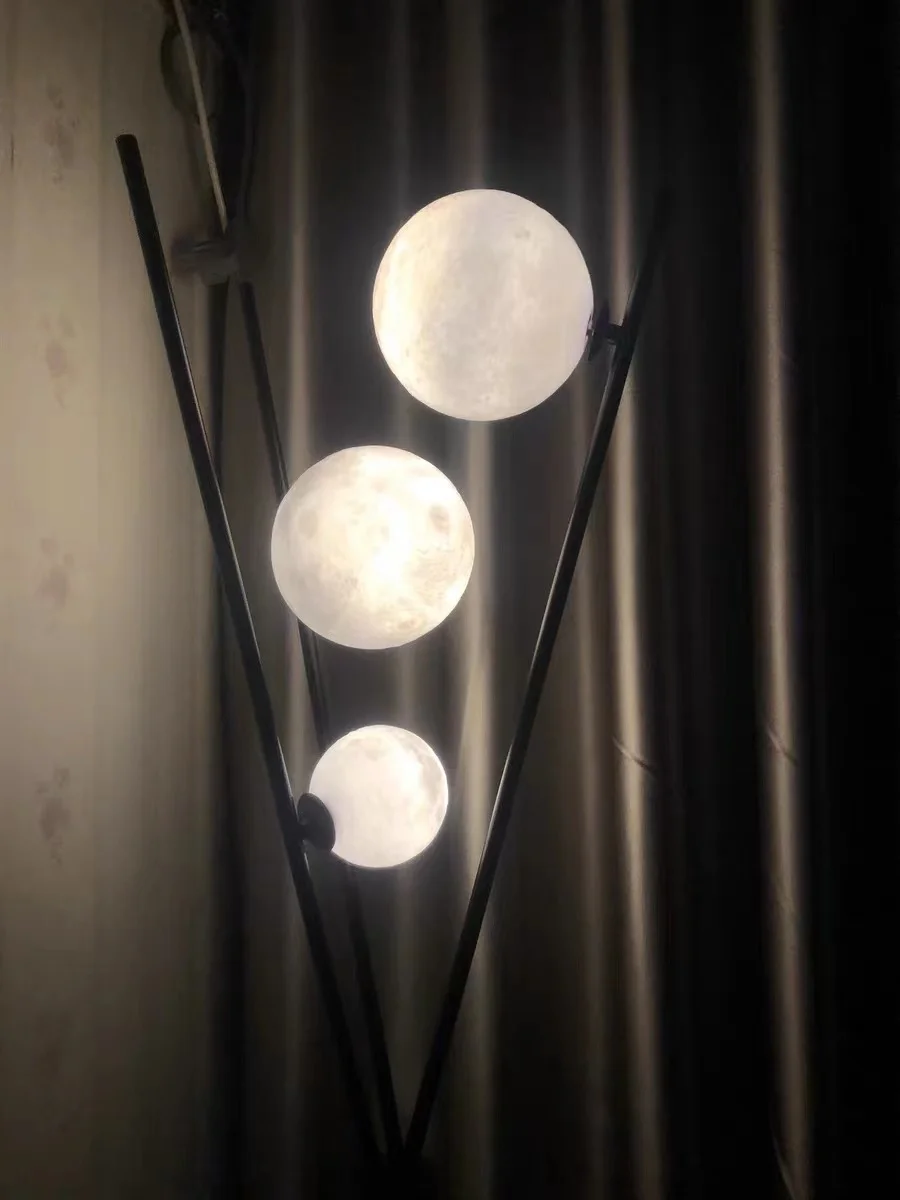 Imagem -06 - Moderna Lâmpada de Assoalho Led 3d Lua Ferro Tripé Chão Lâmpadas para Sala Estar Quarto Loft Estudo Decoração Luz Nordic Candeeiro Mesa pé