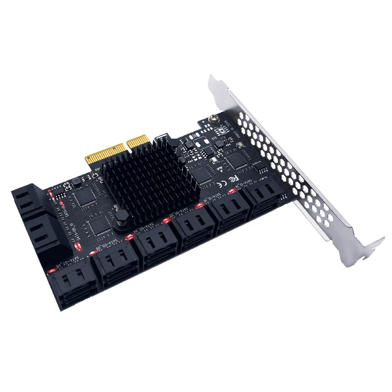 PCIe SATA 3.0 Expansion Controller Card 12 16 20 Ports 6Gbps Internal HDD Storage Adapter Support Multiple SATA Hard Drives view 6