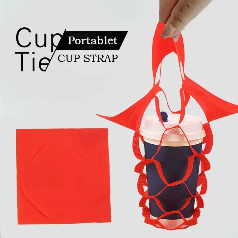 

New 100pcs Out Non-woven Tote Bag Beverage Coffee Milk Tea Packaging Pouch Green Blue Solid Color Single Cup Takeaway Bags