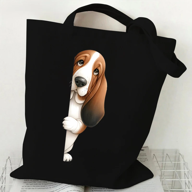 3D Dog Print Pattern Shoulder Bag Women Men Fashion Animal Lover Gift Shopping Bags Cartoon Dog Series Student Canvas Handbags