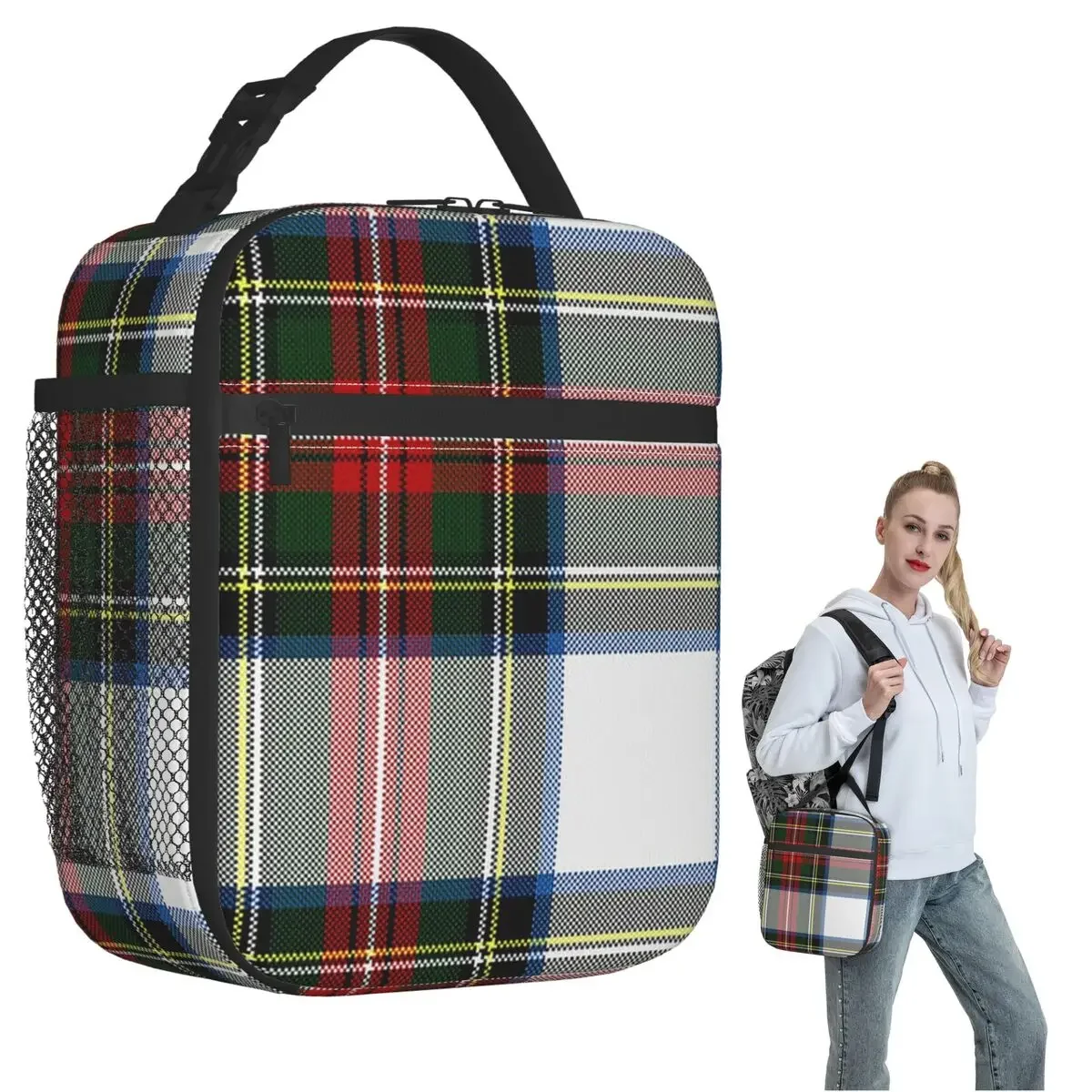 Clan Stewart Dress Tartan Plaid Pattern Insulated Lunch Bag for Women Children Leakproof Food Boxes Thermal Lunch Box Tote