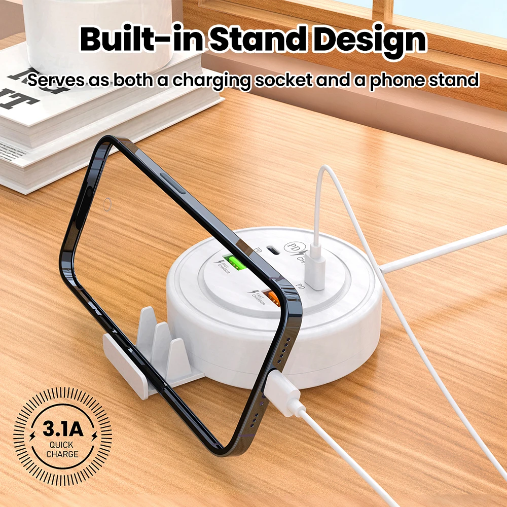 متعددة منافذ USB سطح المكتب قطاع الطاقة نوع C مقبس شحن سريع الاتحاد الأوروبي/الولايات المتحدة/المملكة المتحدة التوصيل شاحن الهاتف/حامل آيفون 17 16 سامسونج