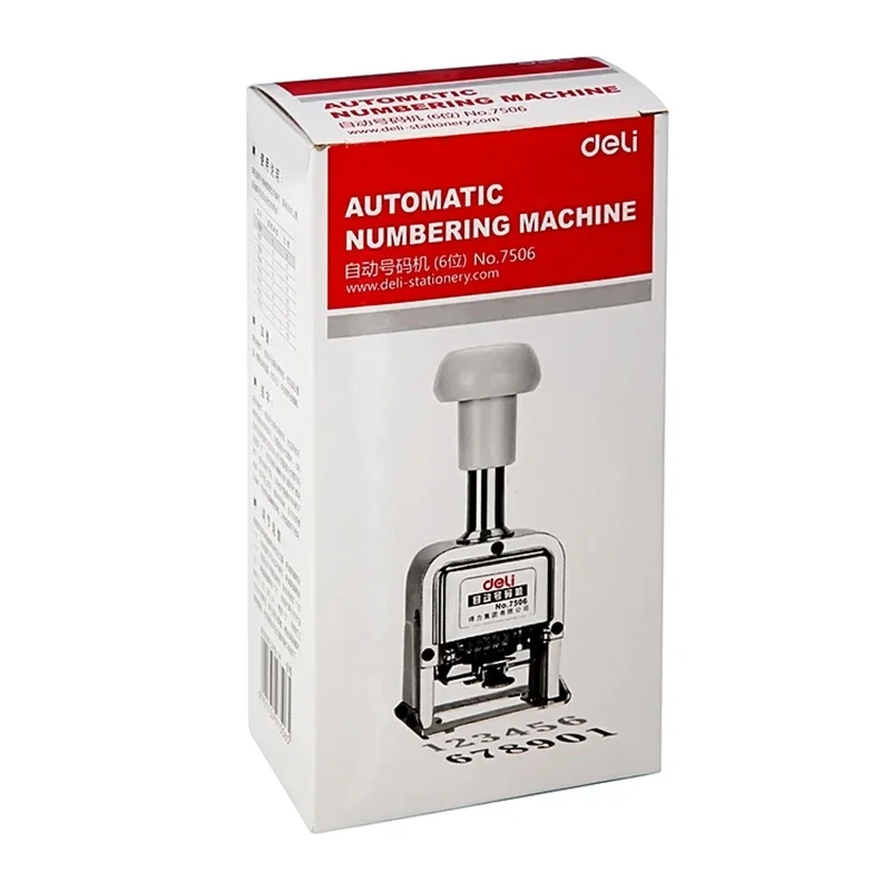 Deli 7506-7515 Heavy Duty Automatic Numbering Machine, 3-15 Bits/ Wheel Date Page Business Stamp For Financial Office Bank