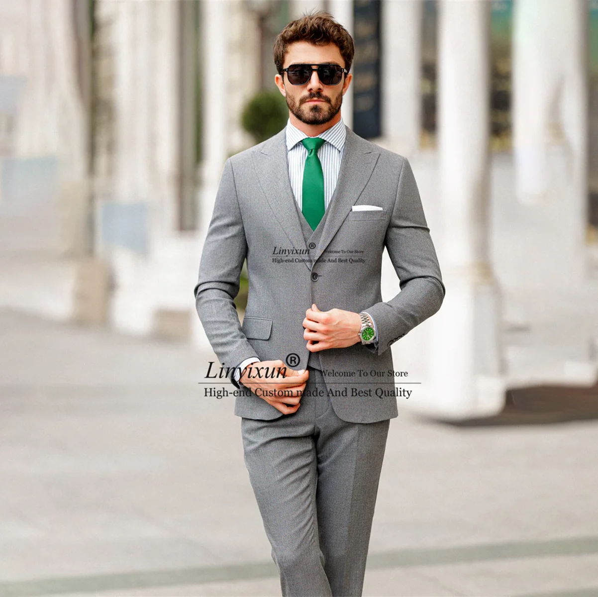 

Fashion Men Suits Groom Tuxedo Slim Fit Groomsmen Wedding Blazer Business Office Banquet 3 Piece Sets terno masculinos completo