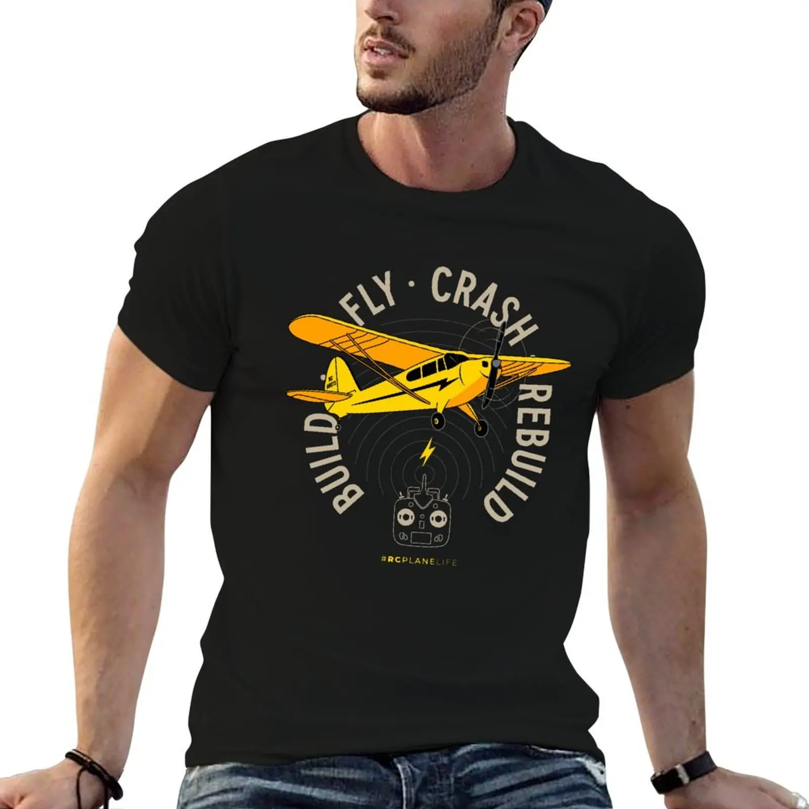 

Yellow Plane RC Plane Model Aircraft Build Fly Crash Rebuild T-Shirt t shirt man cotton funny t shirts man T-Shirt
