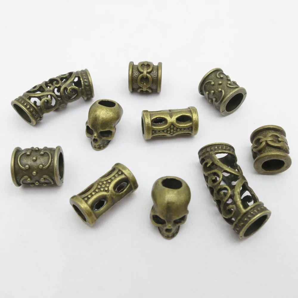 

10pcs/pack Punk Style Big Hole Hair braid dread beard Dreadlocks beads rings tube DIY Jewelry Making Accessories
