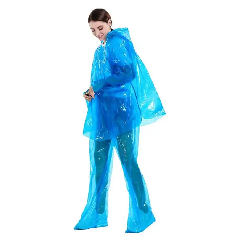 Unisex Adult Scenic Tourism Outdoor Camping Hiking Disposable Raincoat Rainwear Tops + Pants