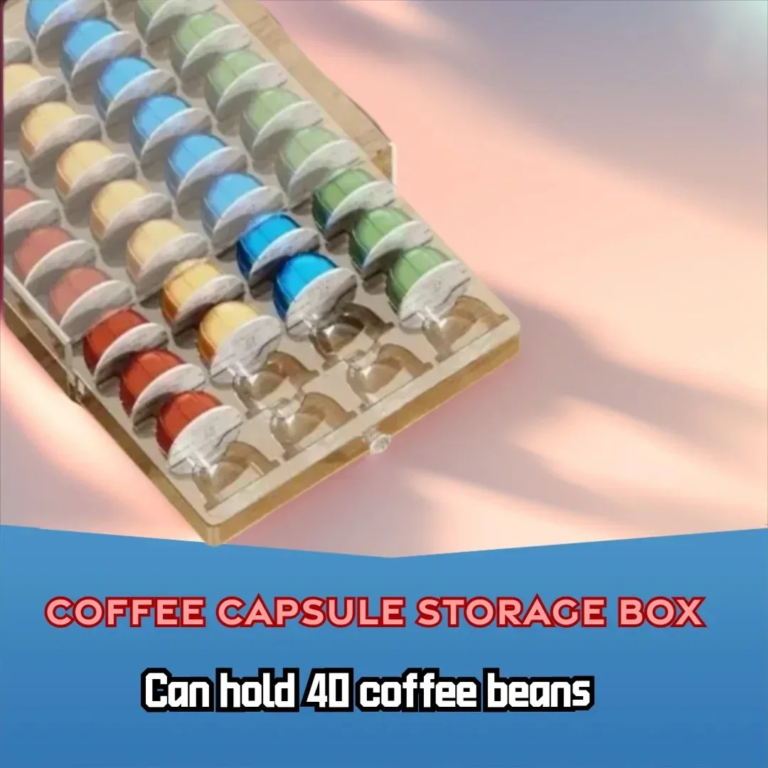 40Pcs Coffee Capsule Pod Holder Nespresso Vertuoline Dolce Capsules Storage Rack Verismo Vertuo Organizer Transparent Drawer