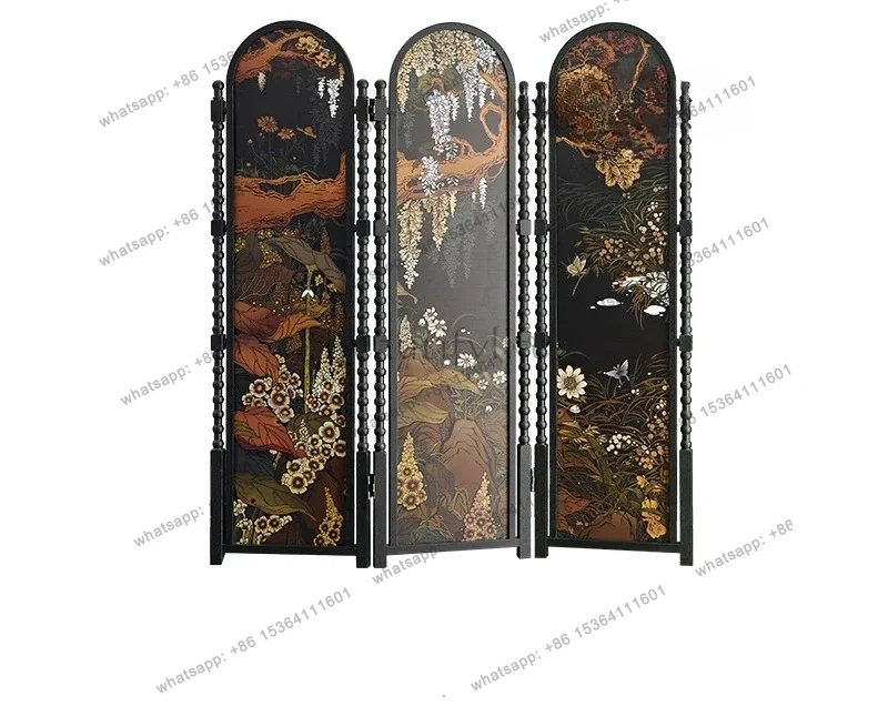 

The new Chinese-style medieval small apartment in the living room blocks the mobile folding screen