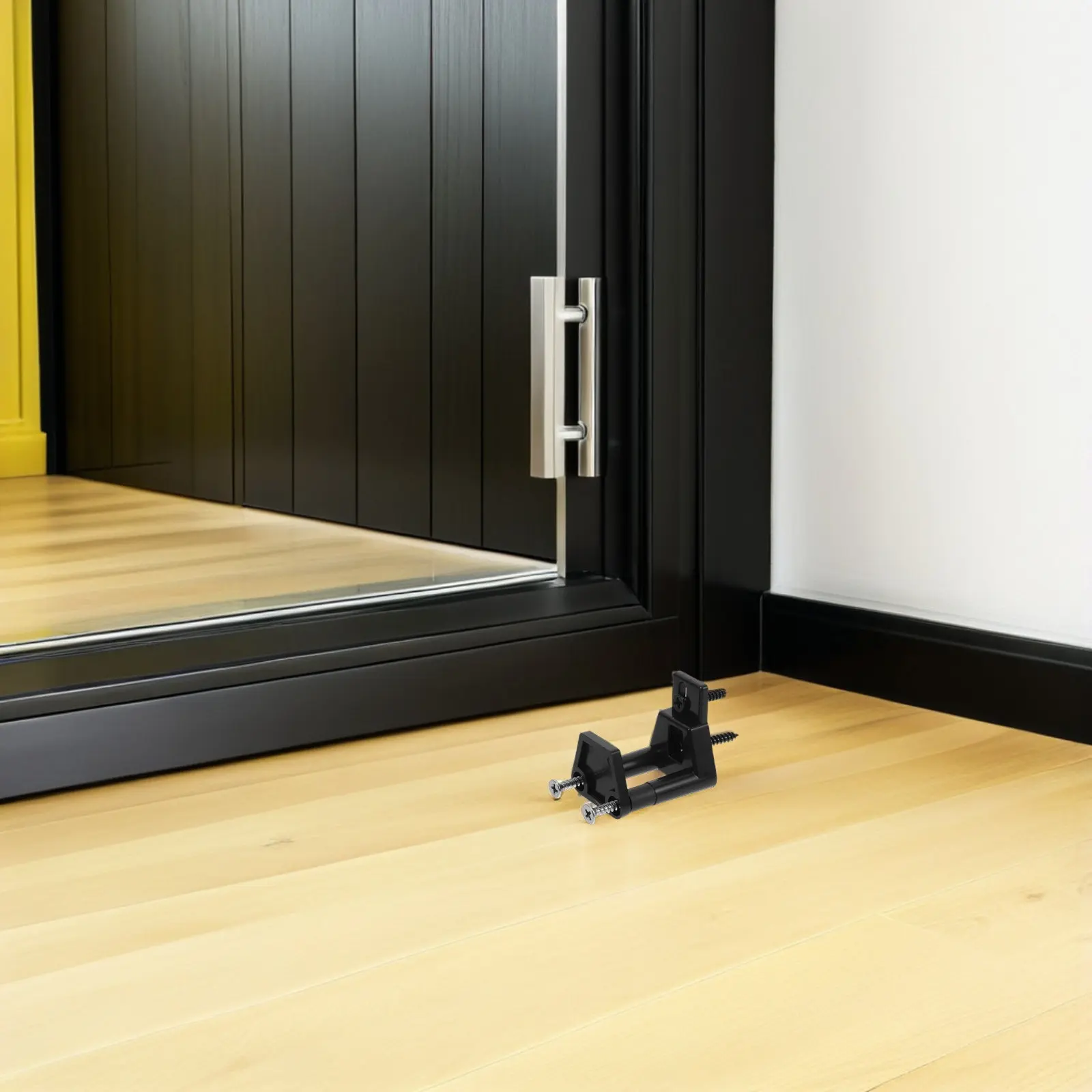 2Pcs Barn Door Floor Guide Bottom Sliding Door Guide Track Wall Mount Adjustable Black Heavy Duty Smooth Quiet Sliding Closet