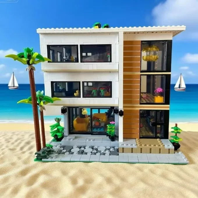 Ensemble de blocs de construction de Villa moderne MOC, Expert créatif, maison à 3 étages, modèle de Villa modulaire, jouets à assembler pour enfants et adultes, 1625 pièces