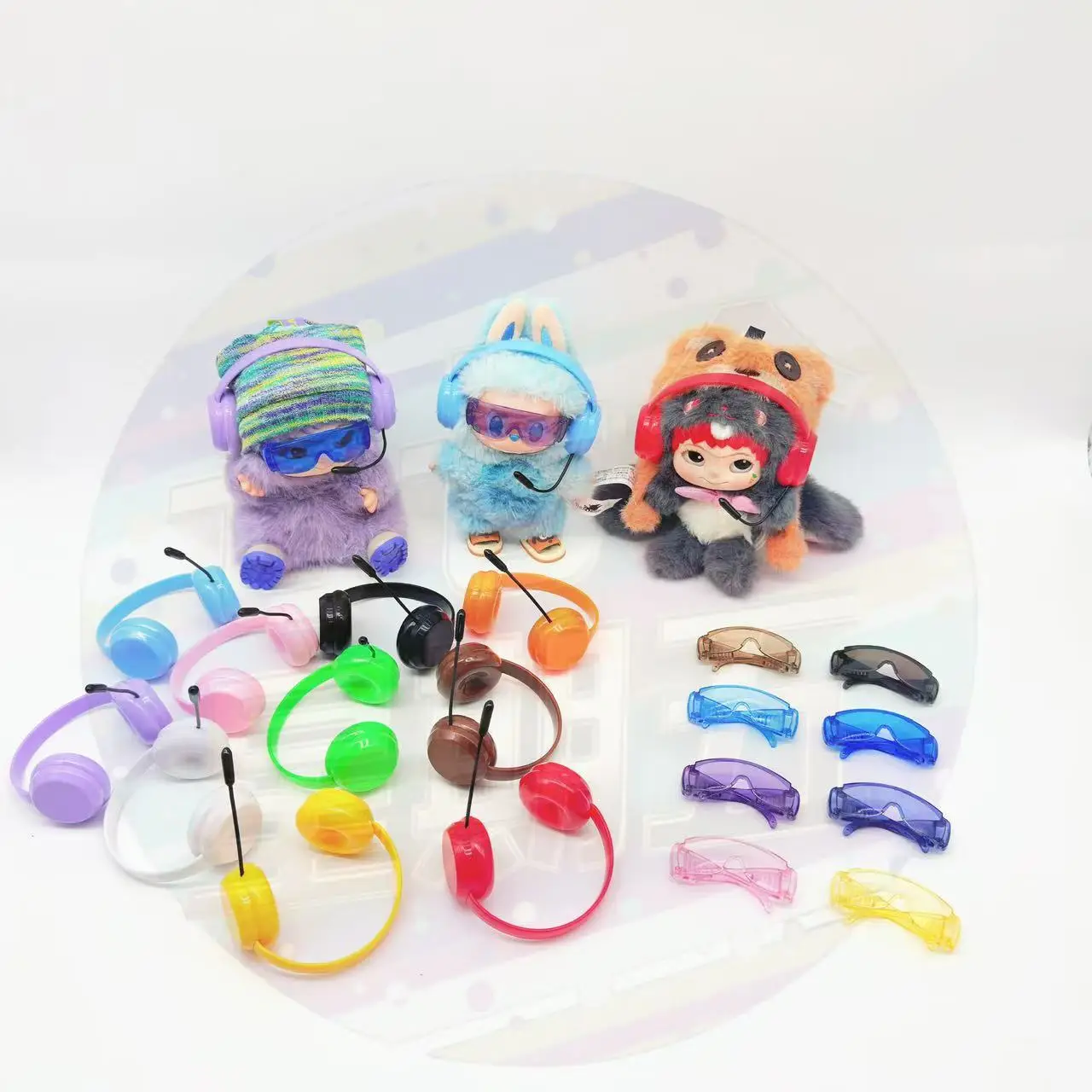 Mini koreanischen Stil Headset Sonnenbrille Zubehör für Labubu V1/v2/v3 Sonnenbrille Puppe Zubehör Outfit Puppe für Labubu