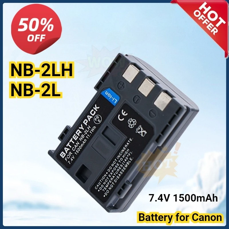 

1500mAh NB-2L NB2L NB-2LH NB 2LH NB2LH Digital Camera Battery for Canon 350D 400D G7 G9 S30 S50 S60 S70 S80 MV5i MVX45i MVX40i