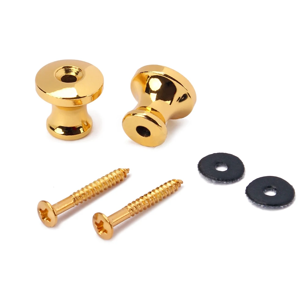 

2 pcs Golden Guitar Strap Locks Mushroom Head Metal Straplock For Electric Acoustic Bass Guitars With Screws Durable Protective