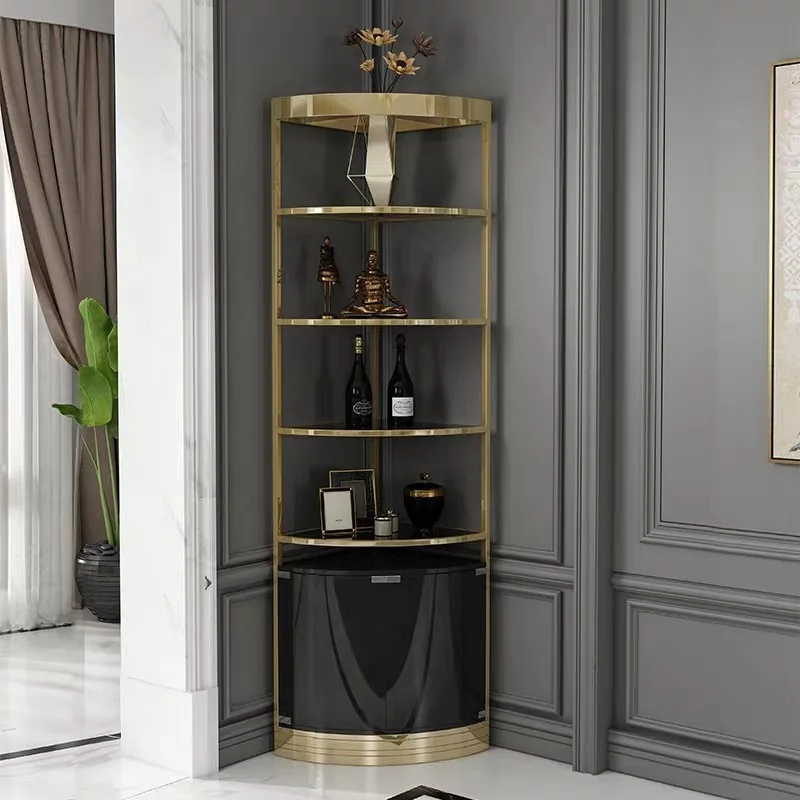 Restaurant wine cabinet, simple post-modern metal light luxury floor-to-ceiling cabinet for home use against the wall