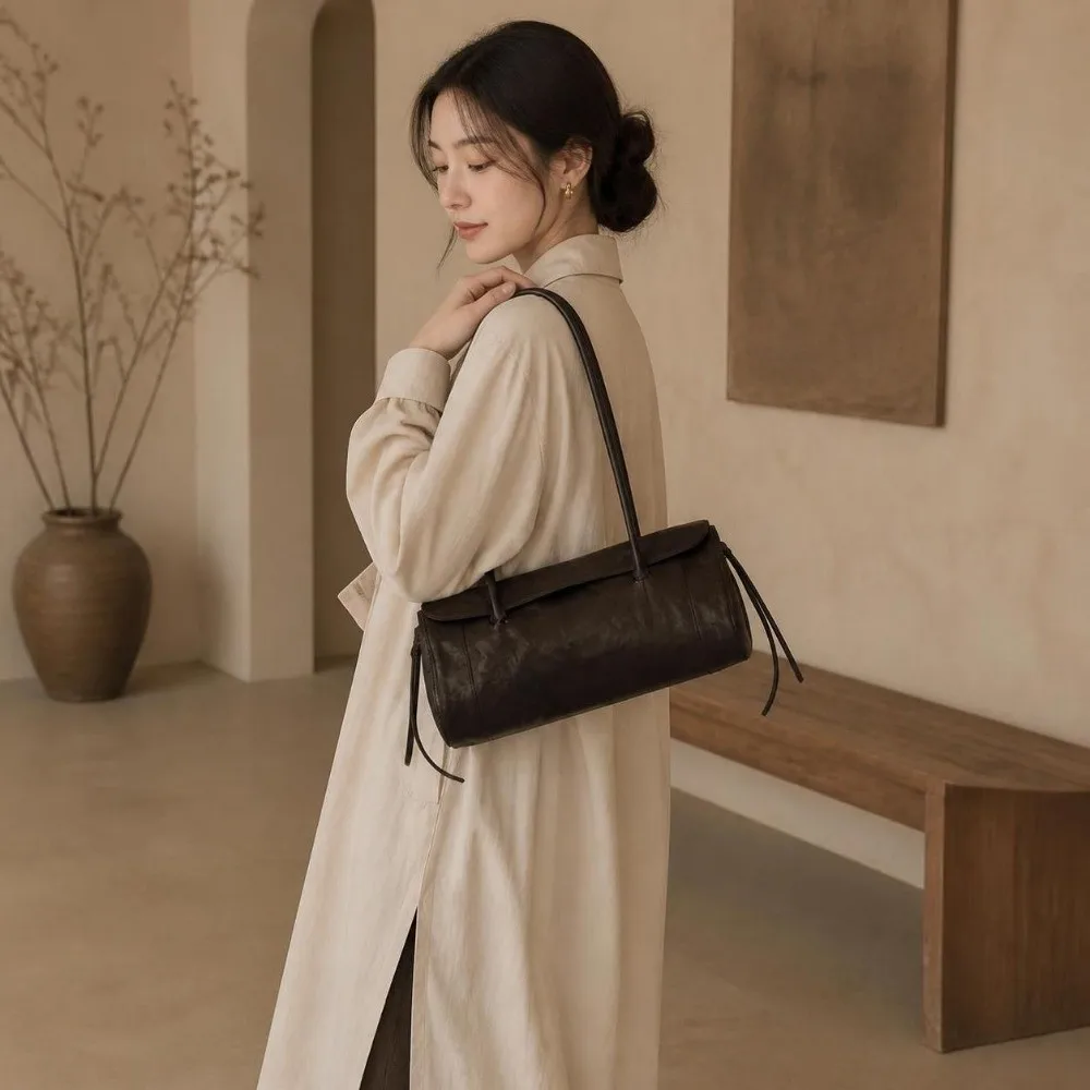 New Black Shoulder Underarm Bag Elegant Vintage Women's Handbag Large Capacity Minimalist Niche Design Bag Early Fall Fashion