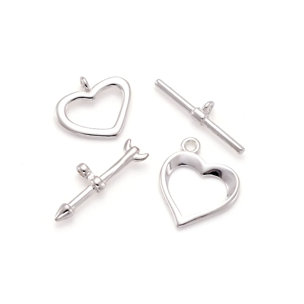 Cupid Love's Arrow Heart Shape Sterling Silver Toggle Clasps Exquisite Necklace Bracelet Link DIY Jewelry Making Accessories