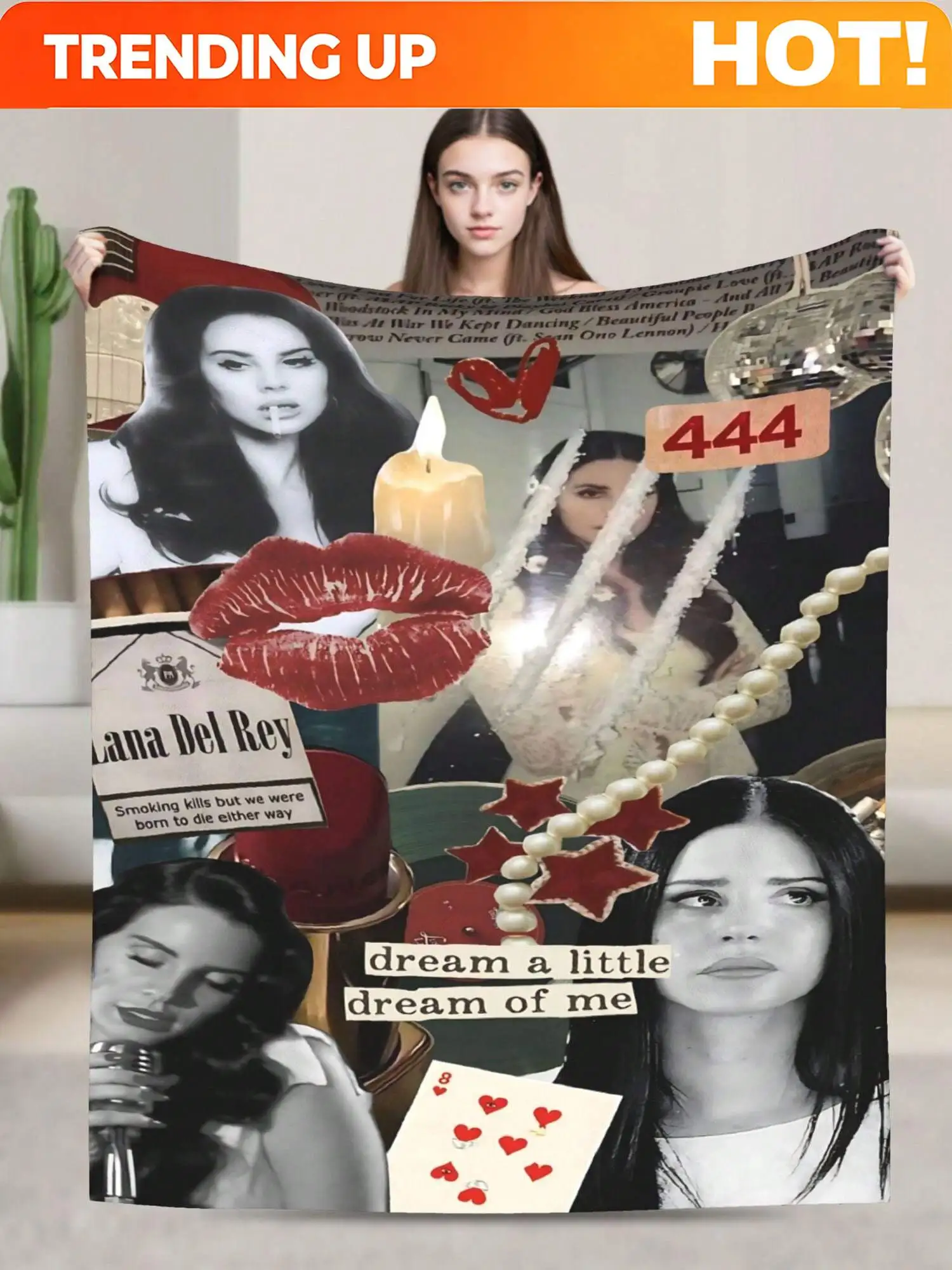 Customize Lana Del Merch Rey Throw Blanket Warm Blankets Breathable Air Conditioner Blanket For Car Classic Outdoor Blankets For