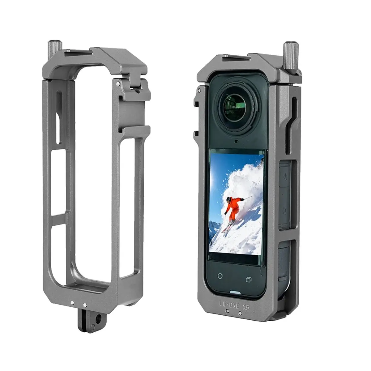 AT33 Frame Cage for Insta360 X5 Protective Frame Housing Case with Cold Shoe Mount Aluminum Alloy Expansion Protective Frame