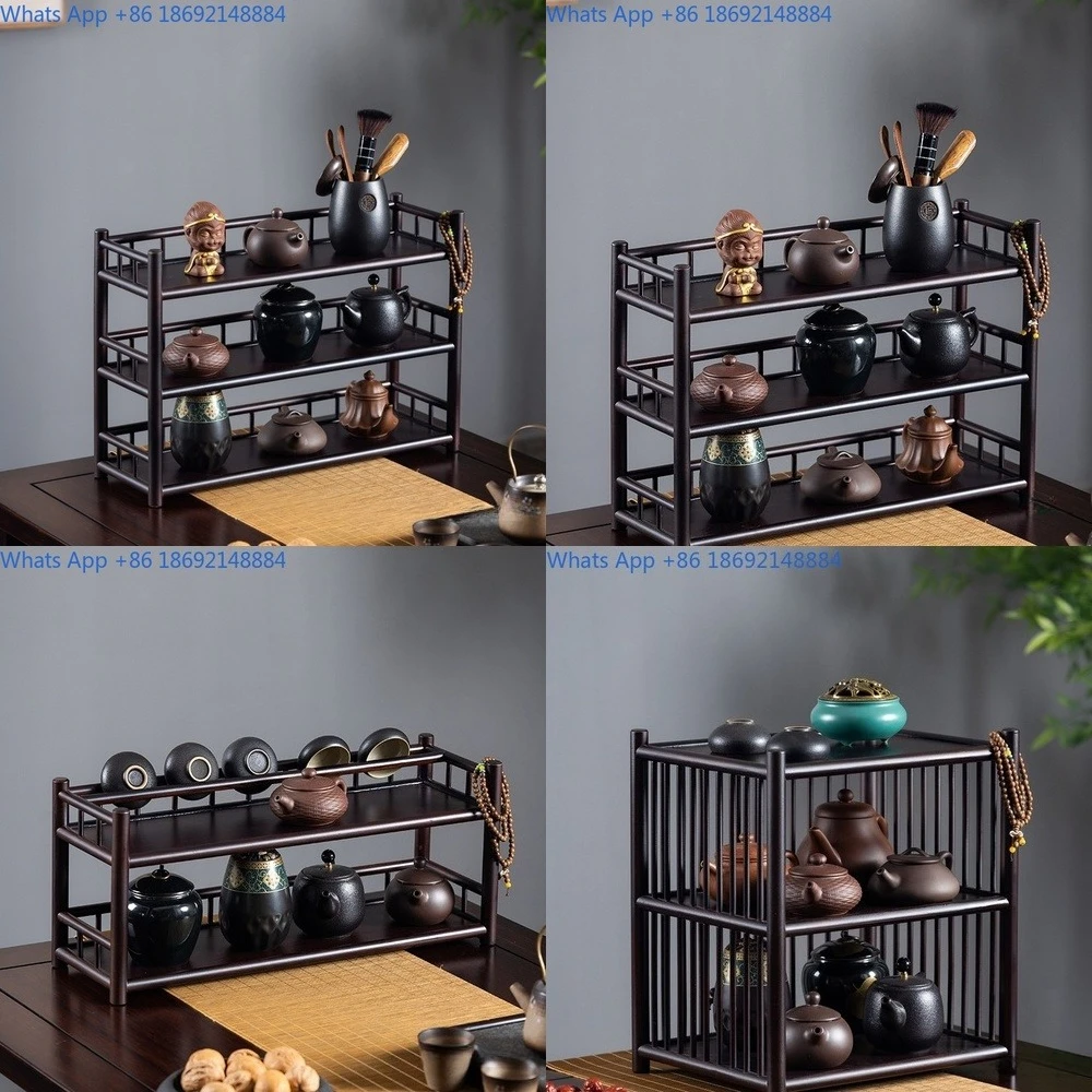 

Tea Table Display Shelf Storage Rack for Cups and Teapots Chinese Style Tea Stand Organizer