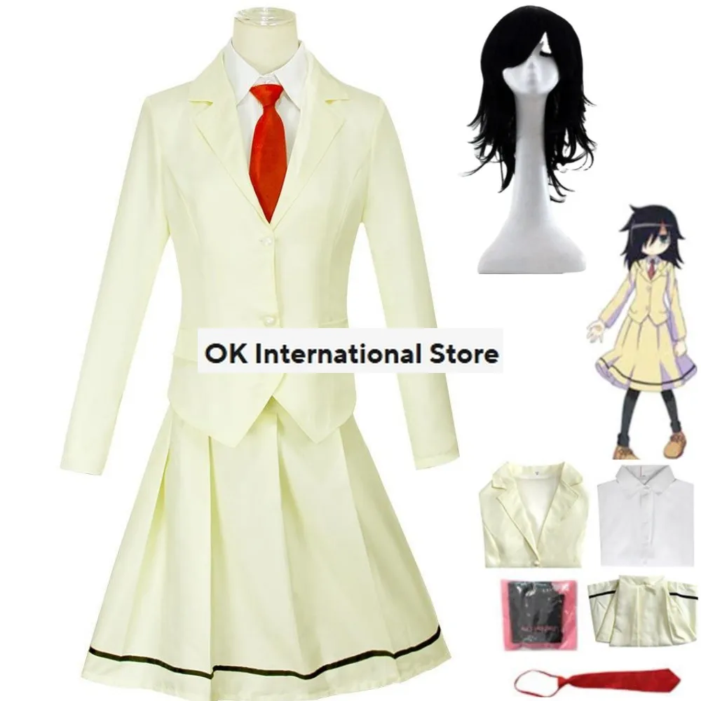 

Anime Watashi Ga Motenai No Wa Dou Kangaetemo Omaera Ga Warui WataMote Kuroki Tomoko Cosplay Costume Wig Woman School Uniform